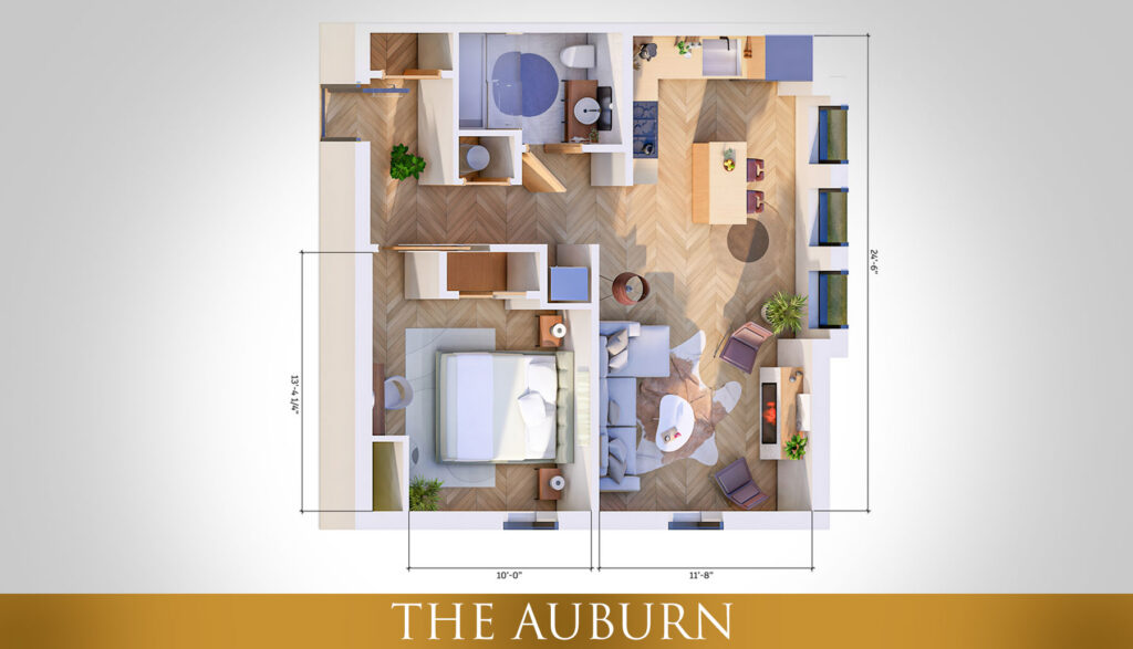 The Auburn - One-Bedroom Apartment Floor Plan