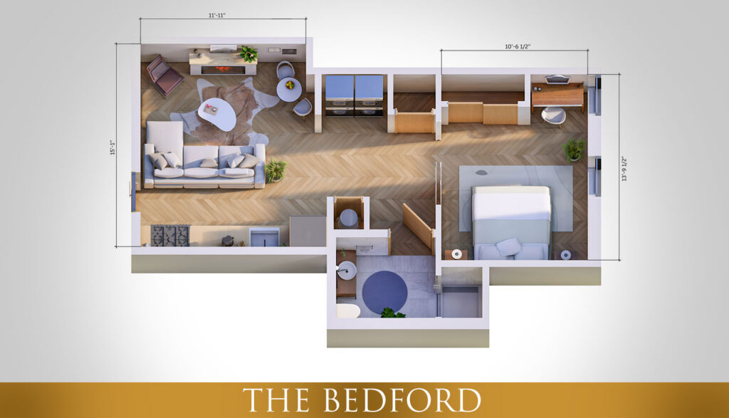 The Bedford - One-Bedroom Apartment Floor Plan