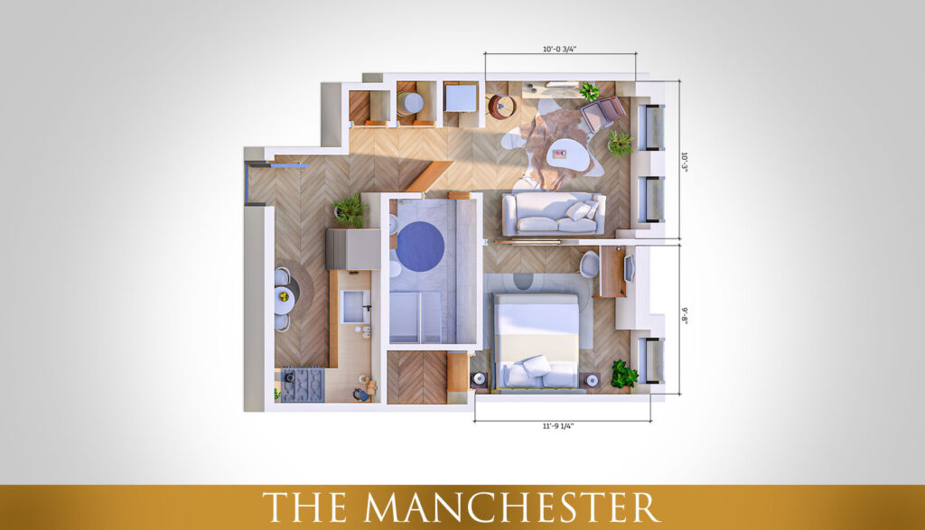The Manchester - One-Bedroom Apartment Floor Plan