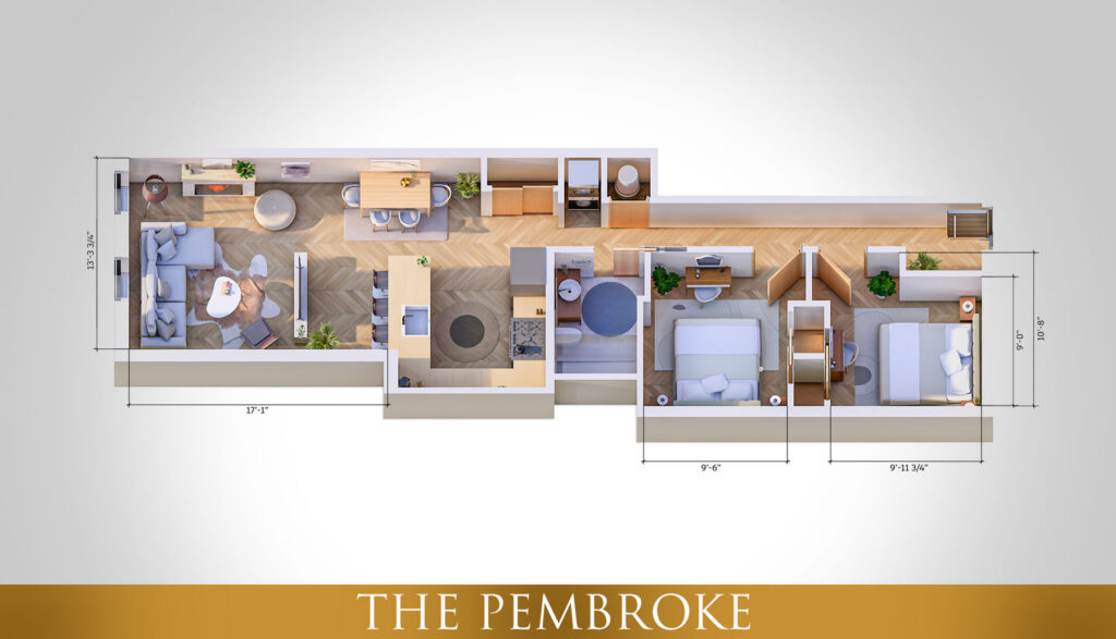 The Pembroke - 2-Bedroom Apartment Floor Plan